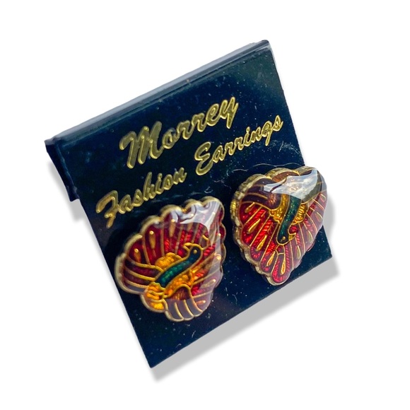 Peacock stud earrings 80s - Picture 1 of 3